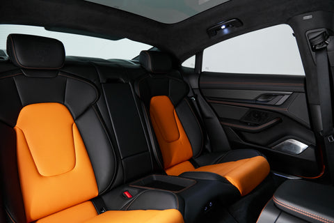 Porsche Taycan Turbo Sport Limousine in PTS Pastelorange MY2023
